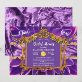 Convites Roxo | Dourado Chá de panela Floral Mardi Gras