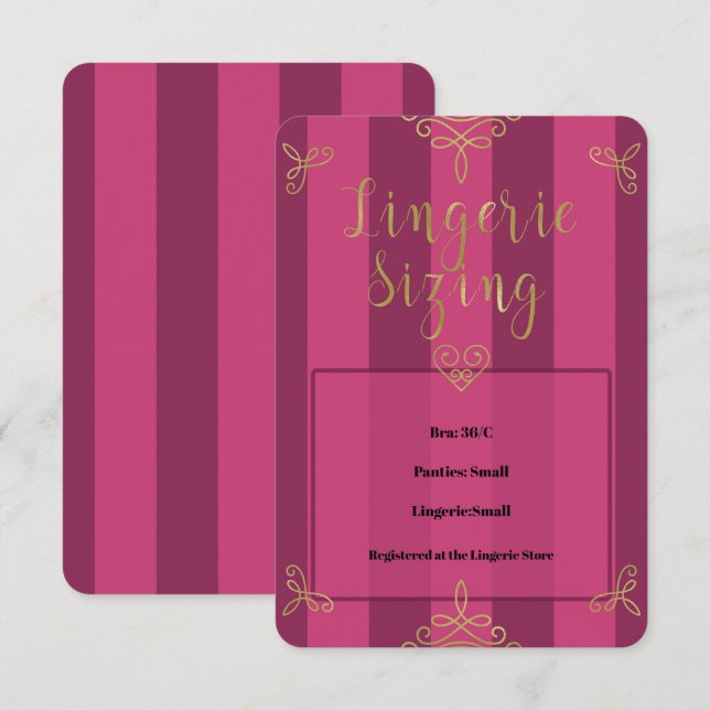 Convites Roxo Dourado Lingerie Moderna Inserção de Dimensio (Frente/Verso)