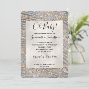 Convites Roxo Dourado Luxo Glitter Estampa de Zebra