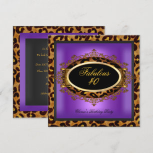 Convites Roxo Dourado Preto Aniversário Fabuloso 40