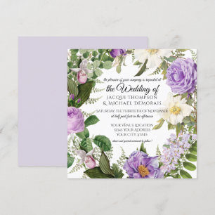 Convites Roxo e Lavanda Ivory Vintage Floral Botânico