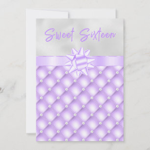 Convites Roxo e Pérolas Enfeitadas de Tafetá Sweet Sixteen