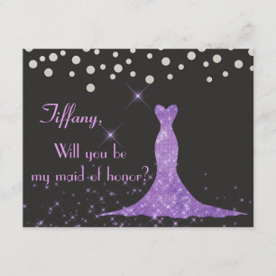 Convites Roxo e prata você será minha madrinha de