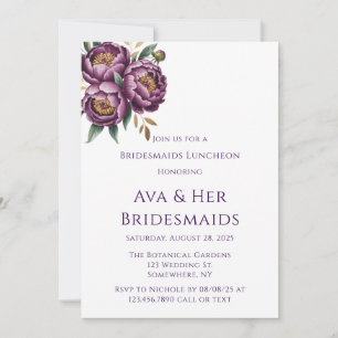Convites Roxo Elegante Bridesmaids Luncheon