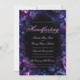 Convites Roxo Escuro Boho Bruxa Cristais Preto Handfasting