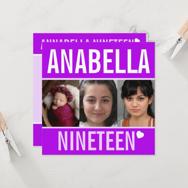 Convites roxo fotográfico de celebração do evento de festa  (Frente/Verso In Situ)