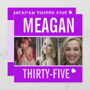 Convites roxo fotográfico de celebração do evento de festa 