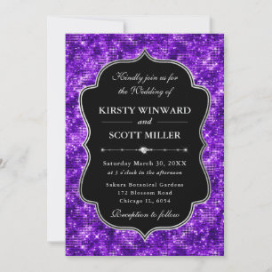 Convites Roxo Glam Brillante Brilho Elegante Casamento