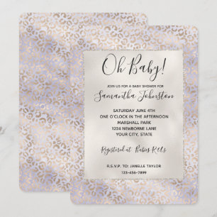 Convites Roxo Glam Metalizado Estampa Leopardo Aquarela
