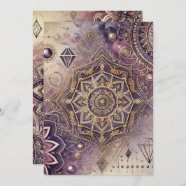 Convites Roxo Imprimível e Boho Dourado Intrai Mandalas