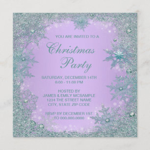Convites Roxo Lavanda Azul Turquesa Floco de Neve Natal