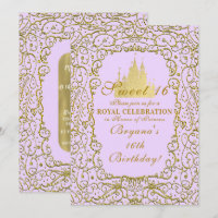 Roxo Lavanda e Castelo Dourado Princesa Doze Anos