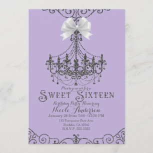 Convites Roxo Lavanda Prata Branco Arco Doce 16 Dezesseis