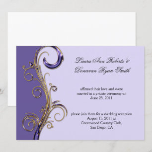 Convites Roxo Lavanda Roxo e Dourado Ornato em Espiral