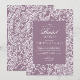 Convites Roxo Lilac Elegante Art Wildflower