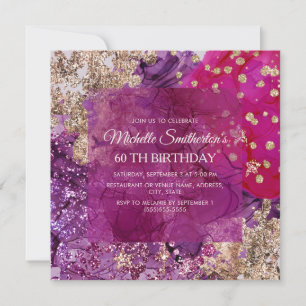 Convites Roxo Magenta Dourado Abstrato Luxo