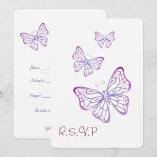 Convites Roxo Malva Rosa Jardim Butterfly Classe RSVP