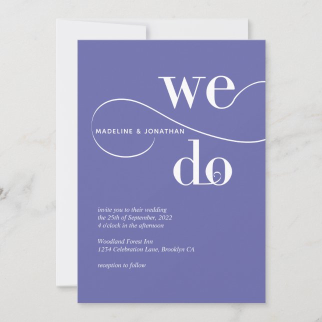 Convites Roxo Minimalista Que Fazemos Casamento De Caligraf (Frente)