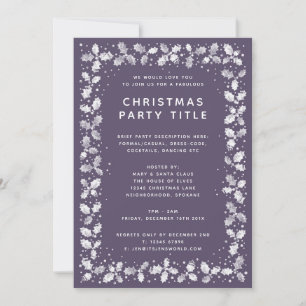 Convites Roxo Mínimo Moderno Holly deixa festa de Natal