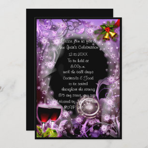 Convites Roxo O Relógio Ataca 12 Festa de Ano Novo