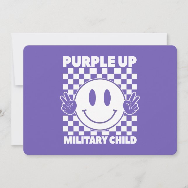 Convites Roxo Para Crianças Militares Mês Militar (Frente)