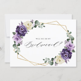 Convites Roxo Plum Ivory Dourada Floral Bridesmaid Proposta