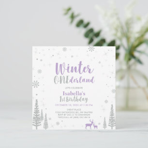 Convites Roxo Prata Inverno Onederland 1º Primeiro Aniversá