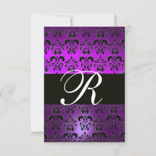 CONVITES ROXO PRETO BRANCO DAMASCO MONOGRAMA RSVP