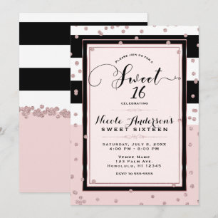 Convites Roxo Preto Branco Rosa Dourado Festa SWEET 16
