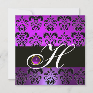 CONVITES ROXO PRETO DAMASCO MONOGRAMA AMETISTA