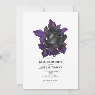 Convites Roxo Preto e Dourado Baderna Gótica de Solteira