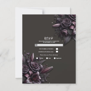 Convites Roxo Preto Lírio Rosa Floral Casamento RSVP