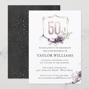 Convites Roxo Real   Aniversário do Quadro de Folha de Orna