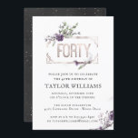 Convites Roxo Real| Ornamentado Floral Foil Frame Aniversár<br><div class="desc">Um convite simples, mas lindo, para aquarela. Este Convite de Aniversário Inspirado pela Vintage, em carvão e folha de papel Real Purple Faux é o convite perfeito para dar o tom a uma festa incrível! Adicione seu texto personalizado a este design usando as caixas "Editar este modelo de design" no...</div>