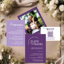 Roxo Romântico Elegante com Casamento Fotográfico