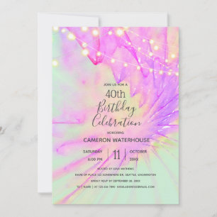 Convites Roxo & Rosa Abstrato Aquarela,
