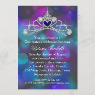 Convites Roxo Rosa Azul Turquesa Quinceanera