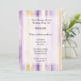 Convites Roxo Roxo Roxo Iris strips Aniversário