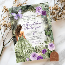 Roxo Sage Verde Floresta Caprichosa Quinceanera