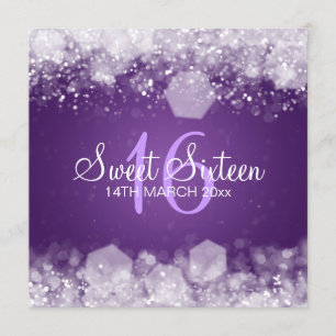 Convites Roxo Sparkling da noite do partido do doce