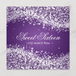 Convites Roxo Sparkling da onda do partido do doce