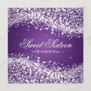 Convites Roxo Sparkling da onda do partido do doce