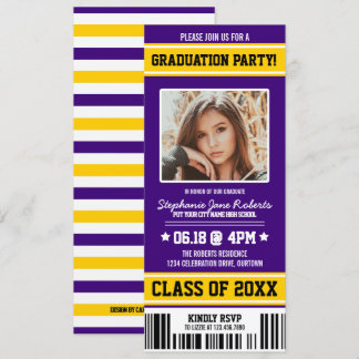 Convites Roxo|Tíquete de Festa de formatura esportiva amare