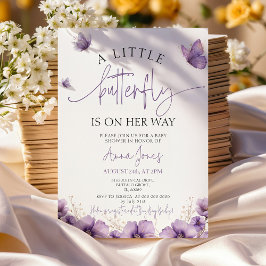 Convites Roxo Uma borboleta bebê está a caminho do chá de f
