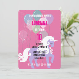 Convites Roxo Unicorn Stars Aniversário