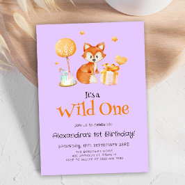 Convites Roxo Wild One Baby Girl Primeiro Aniversário