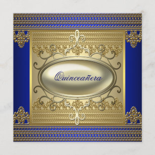 Convites Royal Azul Dourado Quinceanera