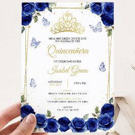 Convites Royal Azul Dourado Quinceañera