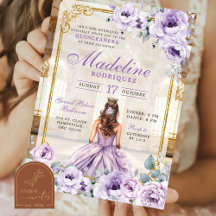 Royal Ballroom Dourado e Purple Quinceanera