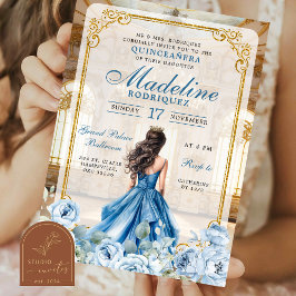 Convites Royal Ballroom Dusty Blue Quinceanera